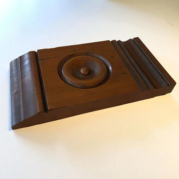 Antique Wooden Architectural Salvage Plinth Block Carved Millwork Rosette - Picture 7 of 8